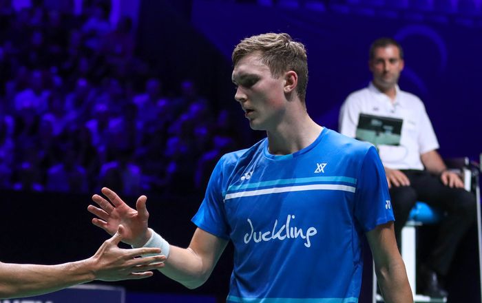 Viktor Axelsen (Denmark) saat tampil pada semifinal French Open 2019 di Stade Pierre de Coubertin, Paris, Prancis, Sabtu (26/10/2019).