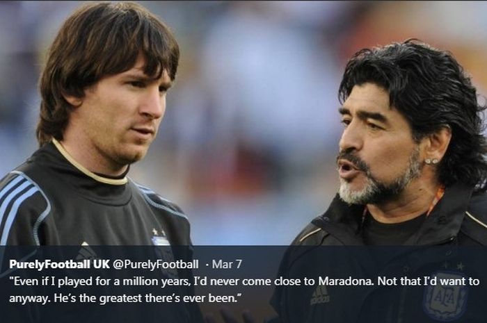 Lionel Messi dan Diego Maradona di timnas Argentina.