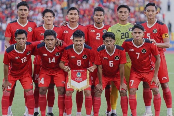 Skuad timnas U-22 Indonesia versus Vietnam pada laga semifinal SEA Games 2023