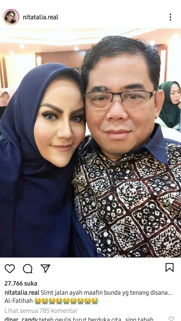 Ungkapan duka Nita Thalia atas meninggalnya sang mantan suami, Nurdin Rudythia.