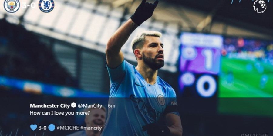 Sergio Aguero Cetak Brace, Manchester City Gebuk Chelsea Empat Gol