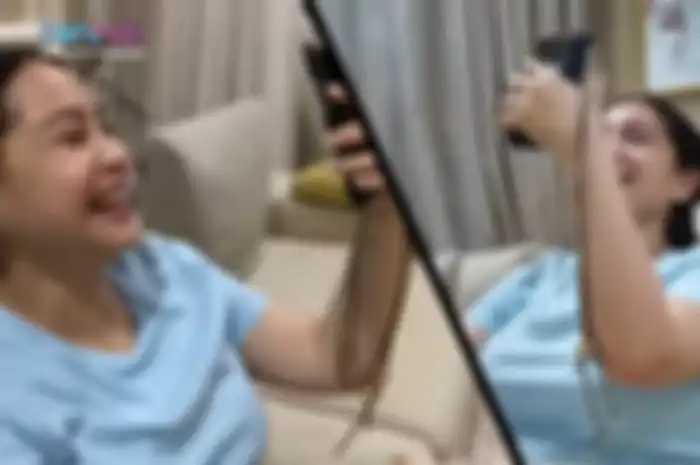 Nagita Slavina tertawa saat melihat wajah anak kedua Paula Verhoeven. 