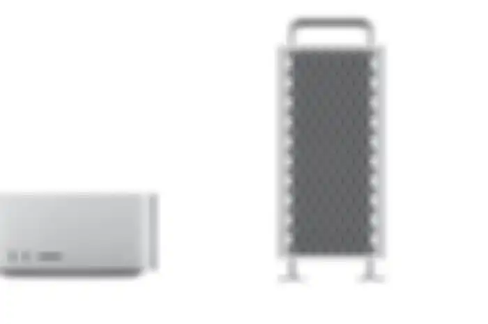Tampilan dua produk Apple yakni Mac Studio (kiri) dan Mac Pro (kanan).
