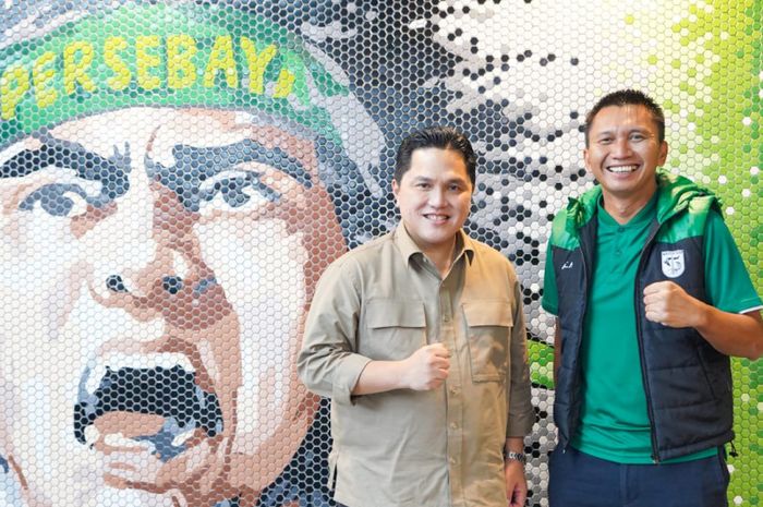 Direktur Utama Persebaya Surabaya, Azrul Ananda dan Ketua Umum PSSI Erick Thohir.