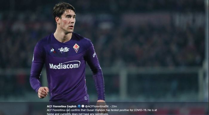 Dusan Vlahovic dinyatakan positif terinfeksi virus corona oleh Fiorentina, Jumat (13/3/2020) waktu setempat.