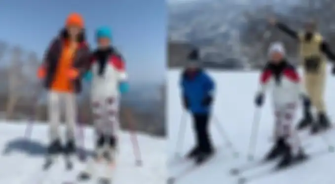 Dewi Sukarno hobi bermain ski di salju. 
