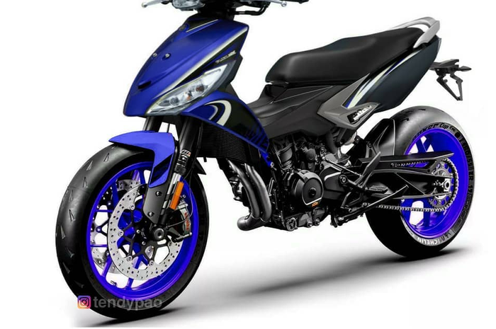 Modifikasi digital Yamaha Mio J dijejalkan mesin dan bodi KTM 890 Duke R.
