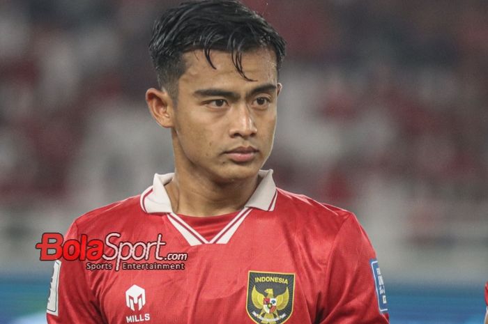 Bek sayap kiri timnas Indonesia, Pratama Arhan, saat hadir di Stadion Utama Gelora Bung Karno, Senayan, Jakarta, Kamis (12/10/2023).