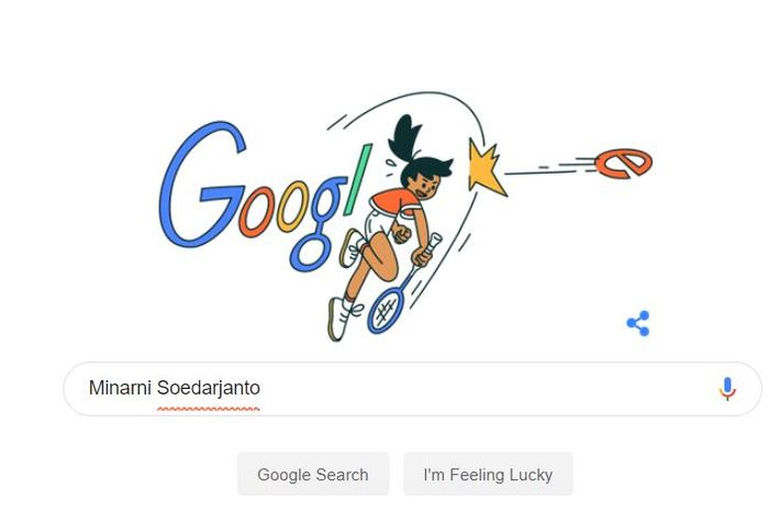 Pebulu tangkis legendaris Indonesia, Minarni Soedarjanto jadi Google Doodle, Jumat (10/5/2019)