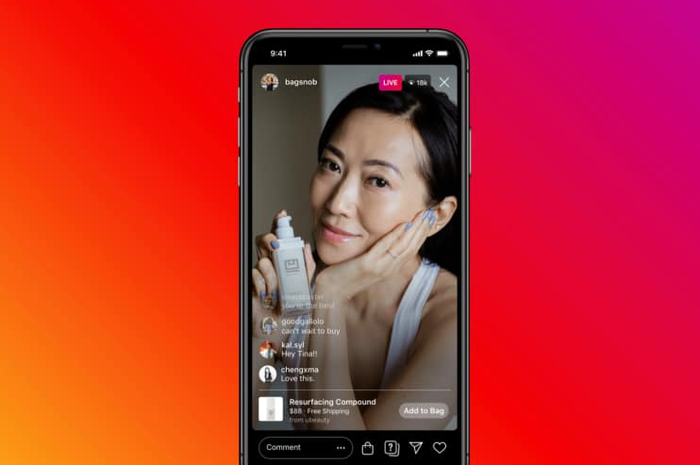 Tampilan fitur live shopping Instagram yang akan ditutup mulai 16 Maret 2023.