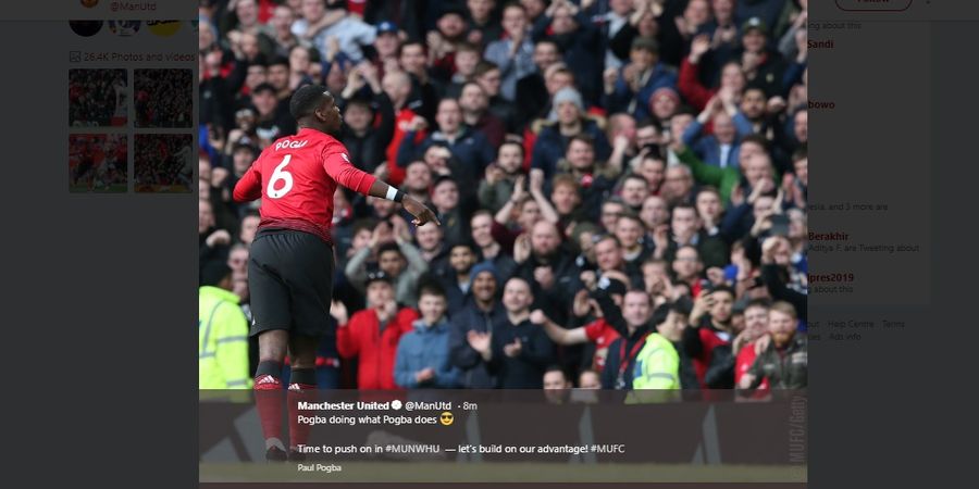 Penalti Pogba Bawa Man United Ungguli West Ham di Babak Pertama