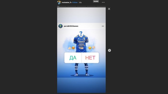 Unggahan striker Turkmenistan, Suleyman Muhadow di instagram pada Sabtu (13/4/2019).