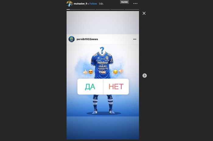 Unggahan striker Turkmenistan, Suleyman Muhadow di instagram pada Sabtu (13/4/2019).