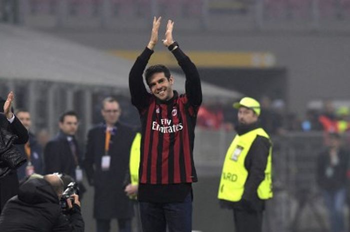 Kaka saat menjadi tamu di San Siro dalam partai AC Milan vs Austria Wien di Liga Europa (23/11/2017).