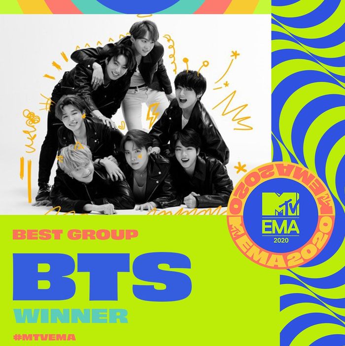 BTS memenangkan penghargaan grup terbaik di MTV EMA.