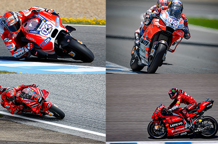 Apa jadinya motor MotoGP tidak ada winglet, pembalap bakal kerja keras mengatasi ban depan terangkat alias wheelie. Ducati pelopor winglet (kiri atas); aerofairing (kanan atas) dan aerobody (kanan bawah) serta sayap punuk Stegosaurus (kiri bawah)