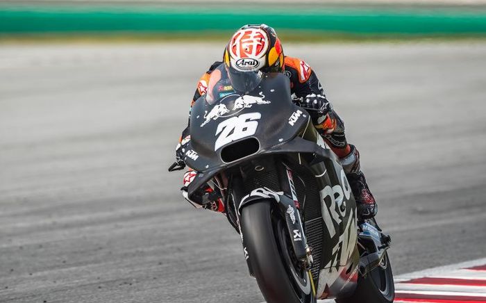 Pembalap Penguji Red Bull KTM, Dani Pedrosa, saat jalani sesi tes pramusim MotoGP 2020 di Sirkuit Sepang, Malaysia, Sabtu (8/2/2020)