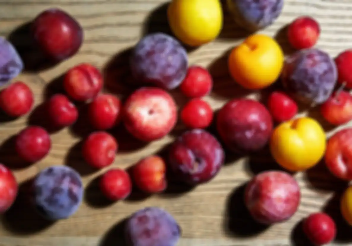 Berbagai jenis buah plum.