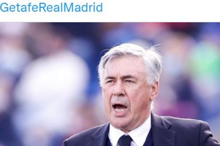 Ekspresi pelatih Real Madrid, Carlo Ancelotti, dalam laga Liga Spanyol kontra Getafe di Stadion Coliseum Alfonso Perez, Minggu (2/1/2021).