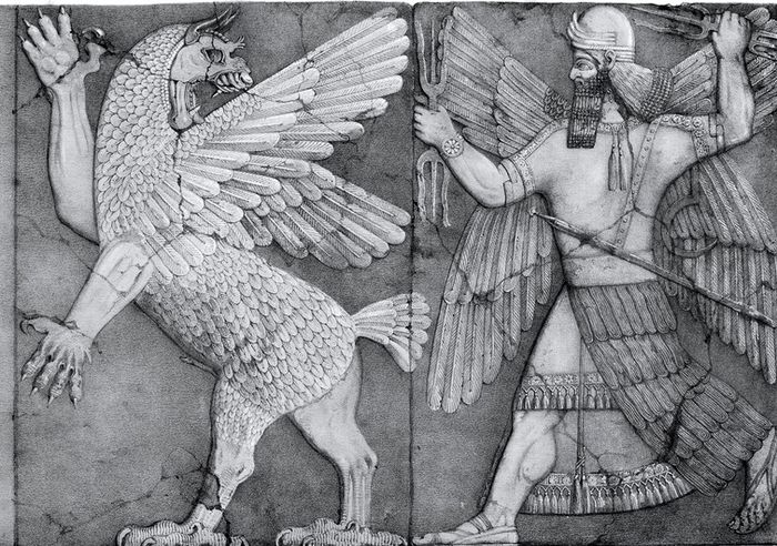 Tiamat dan Marduk dalam Mitologi Babilonia.