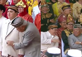 ISENG Banget! Menteri PUPR Pak Bas Mendadak Periksa Jas Erick Thohir Saat Upacara hingga Ditegur&nbsp;Sosok Ini