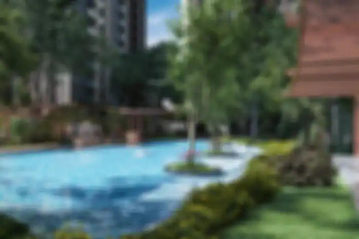 Suasana asri layaknya resort di Elevee,  apartemen ini serasa rumah tapak yang luas.