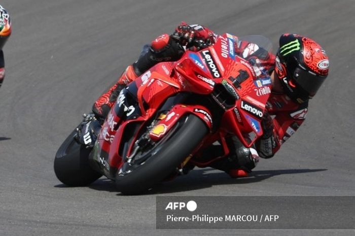 Pembalap Ducati Lenovo, Francesco Bagnaia, pada balapan MotoGP Aragon 2024, Minggu, 1 September 2024