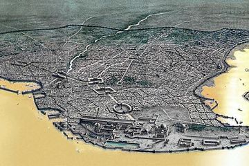 Pemandangan udara Konstantinopel Bizantium dan Propontis (Laut Marmara). Sejarah dunia menyimpan misteri menarik tentang kapan dan mengapa Konstatinopel berubah menjadi Istanbul. Simak kisah lengkapnya di sini!