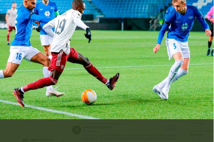 Nicolas Pepe saat Molde Vs Arsenal di Aker Stadion dalam matchday ke-4 Liga Europa grup B pada Kamis (26/11/2020) atau Jumat dini hari WIB.