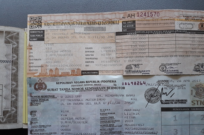 pajak motor atau STNK