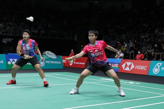 Ganda putri Indonesia, Apriyani Rahayu/Siti Fadia Silva Ramadhanti pada pertandingan babak kedua Malaysia Open 2022, Kamis (30/6/2022)