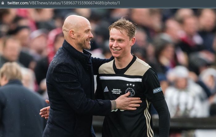 Frenkie de Jong dan Erik ten Hag saat masih sama-sama berada di Ajax Amsterdam.