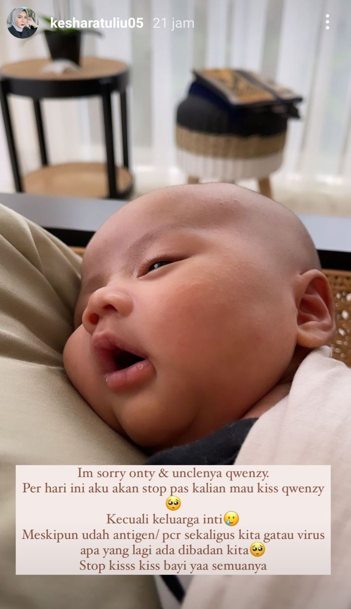Kesha Ratuliu melarang orang sembarangan cium anaknya.