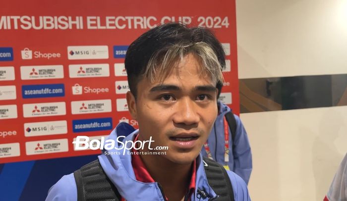 Kapten Laos, Bounphachan Bounkong saat ditemui di mixed zone Stadion Manahan, Solo usai menahan imbang Laos 3-3, Kamis (12/12/2024).