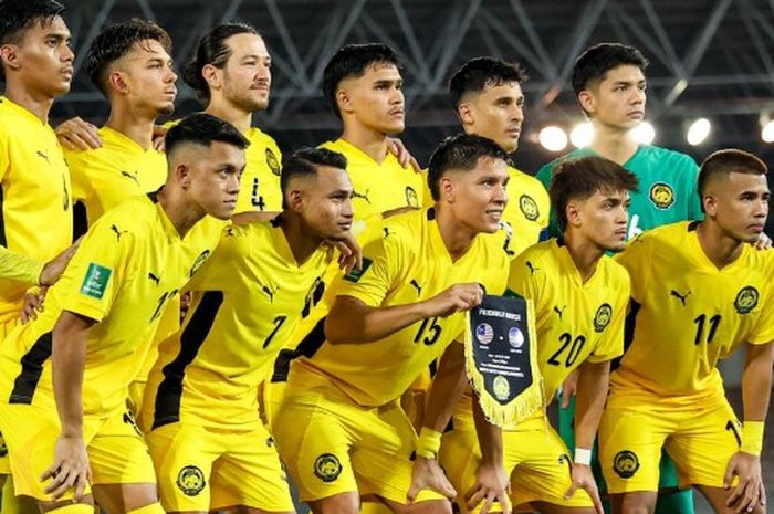 Skuad Timnas Malaysia saat menjalani pertandingan persahabatan melawan Tanjung Verde.