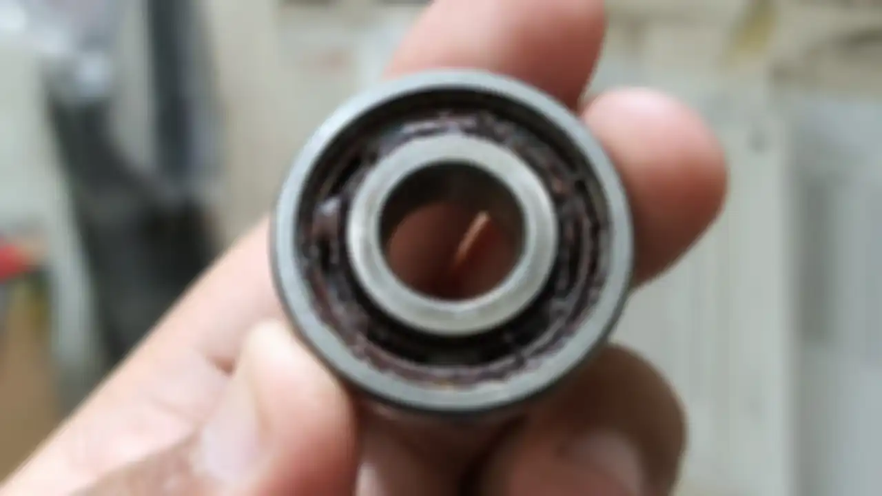 Contoh bearing roda yang tidak tertutup dalam kondisi rusak 