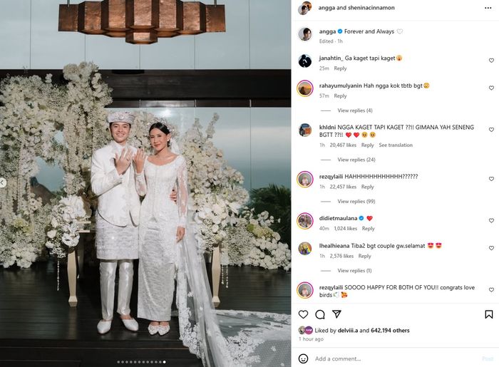 Unggahan Instagram Angga Yunanda.