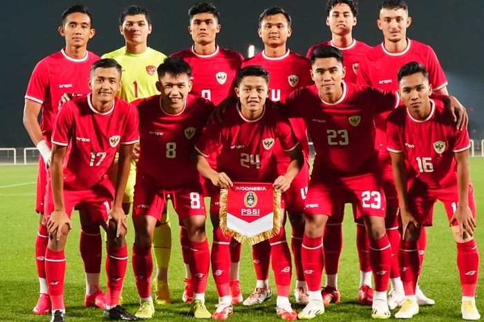 Skuad Timnas U-23 Indonesia saat beruji coba lawan Arab Saudi pada Jumat (5/4/2024) malam WIB di The Stevens Stadium, Dubai, Uni Emirat Arab