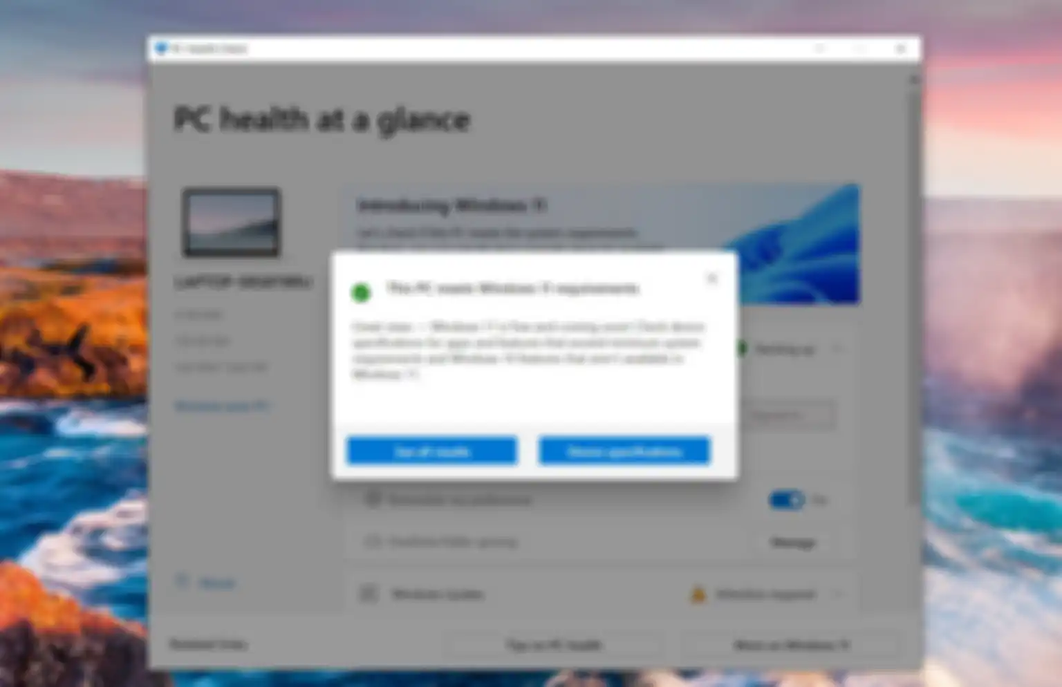 Tampilan aplikasi PC Health Check
