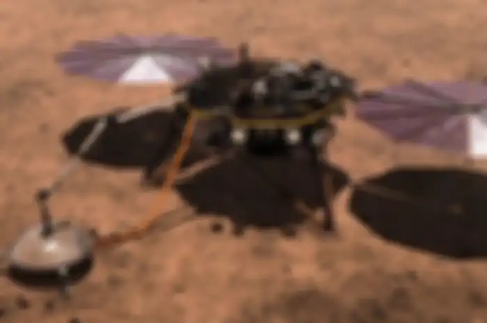 Ilustrasi pendarat InSight di Mars.