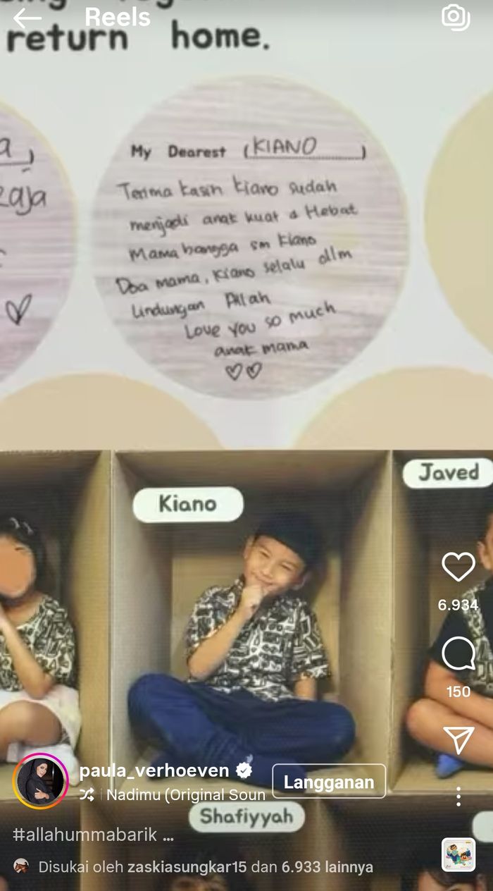 Pesan Paula Verhoeven untuk Kiano.