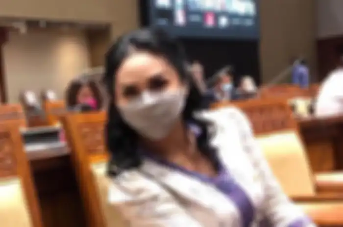 Tampilan Krisdayanti saat hadiri rapat pengesahan RUU Cipta Kerja