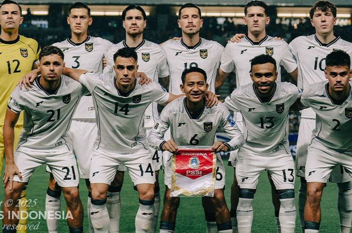 Skuad timnas Indonesia melawan Jepang di Stadion Suita, Jepang, Selasa (10/6/2025).