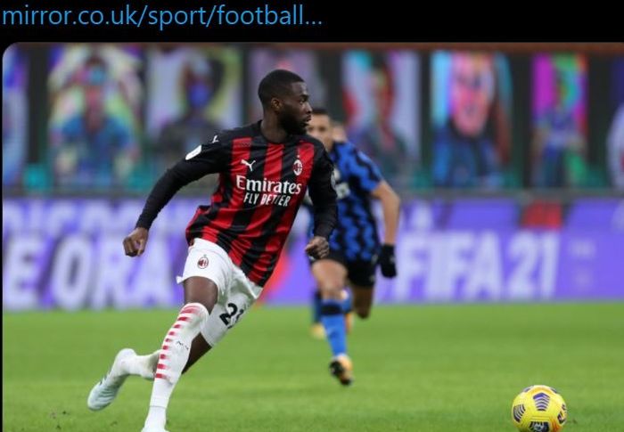 Bek tengah AC Milan yang dipinjam dari Chelsea, Fikayo Tomori.