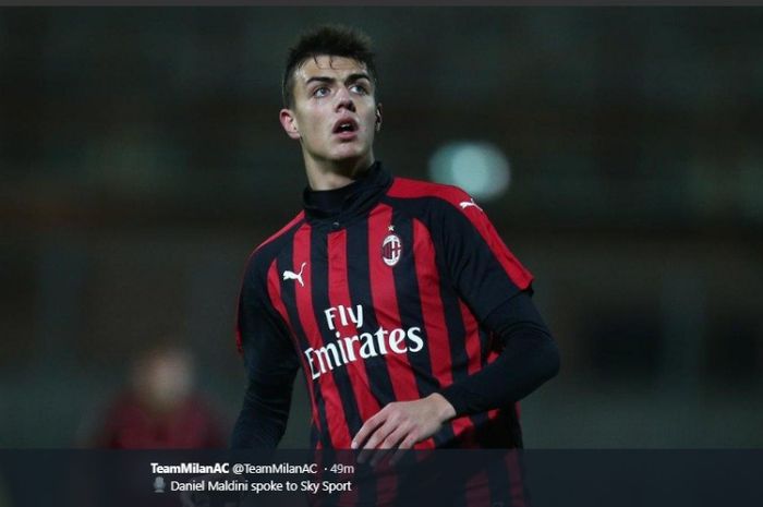 Pemain AC Milan, Daniel Maldini, yang merupakan anak Paolo Maldini