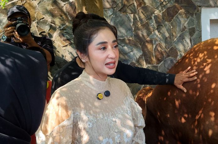 Dewi Perssik saat ditemui di Lebak Bulus, Jakarta Selatan, Jumat (6/6/2025). Dewi Perssik ogah somasi dan langsung laporkan netizen yang menudingnya usir Irish Bella.