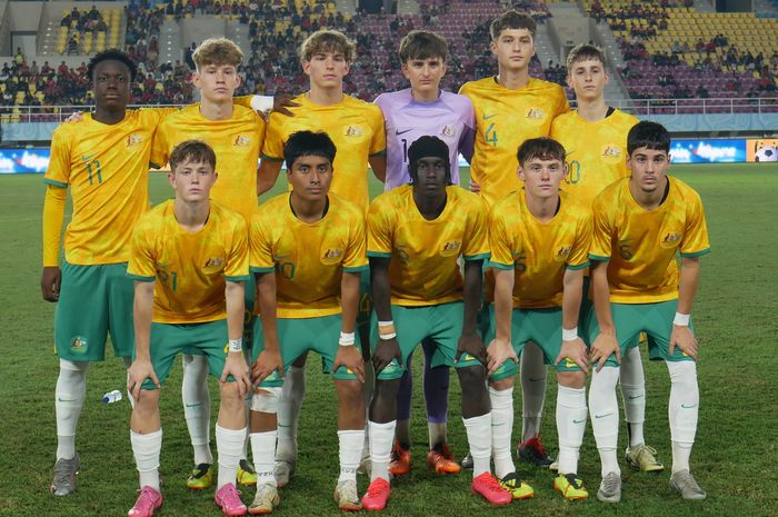 Skuad timnas U-16 Australia saat menghadapi timnas U-16 Thailand pada final ASEAN Cup U-16 2024 di Stadion Manahan, Solo, Rabu (3/7/2024).