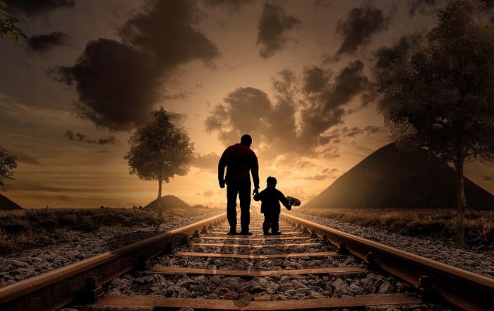 Ilustrasi ayah dan anak.
