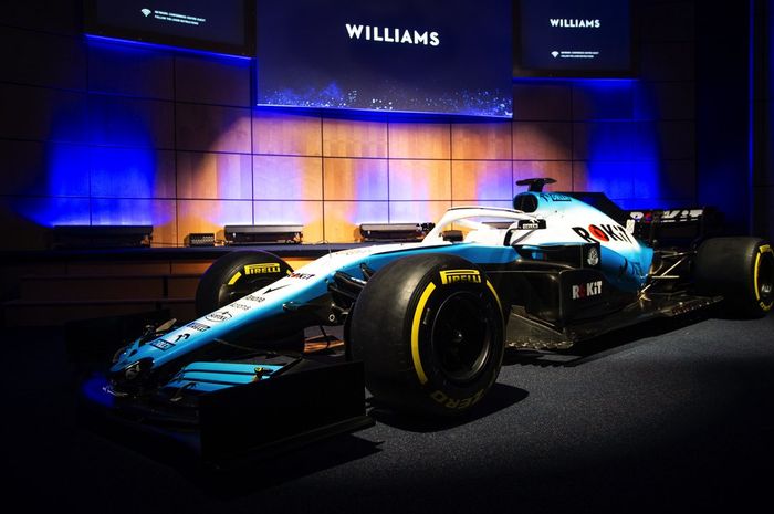 Tampilan mobil baru Tim Williams yang akan digunakan pada ajang Formula 1 (F1) musim kompetisi 2019.