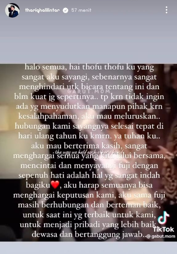 Unggahan Thariq di Instagram